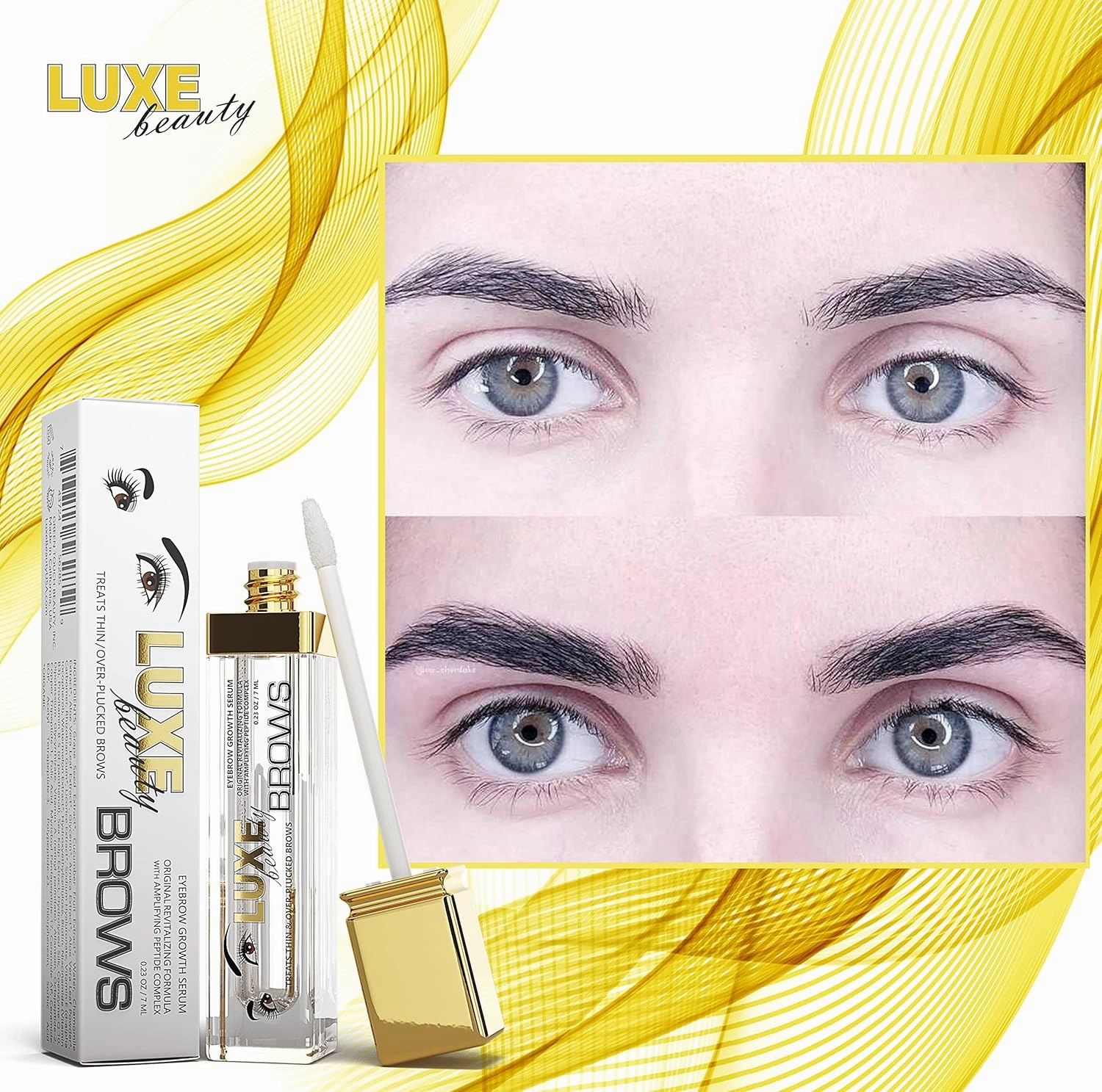 LUXE Beauty Brows Eyebrow Growth Serum - 0.23 Ounce (Pack of 1) - Treats Thin and Over-Plucked Brows
