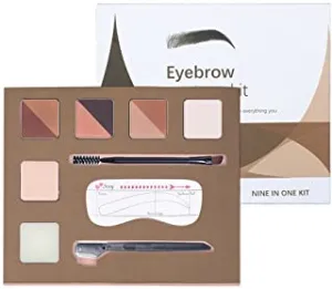 Luxsea Eyebrow Contour Kit Eyeshadow Highlighter Brow Contour Makeup Palette Set with 9 Eyebrow Powders, 10 Eyebrow Stencils, Eyebrow Brush, Eyebrow Trimmer Unique Gifts for Women