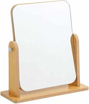 Luxshiny Wooden Vanity Mirror Tabletop Vanity Mirror Makeup Mirror Wooden Base Mirror Desktop Mirror Wooden Rotating Mirror Cosmetic Mirror Vintage Mirror Rotating Vanity Mirror
