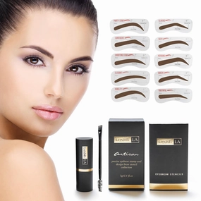 LUXSIHLA Eyebrow Stamp Kit & Eyebrow Stencils (Light Brown)