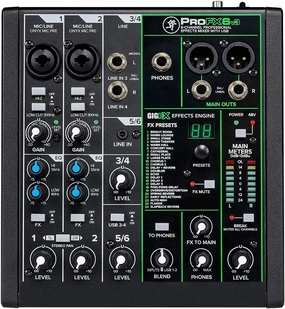 Mackie ProFX6v3-6-Channel Analog Mixer with Famous Onyx Mic Preamps, Effects and USB Audio Interface 24bit/192kHz (2x4 Channel)