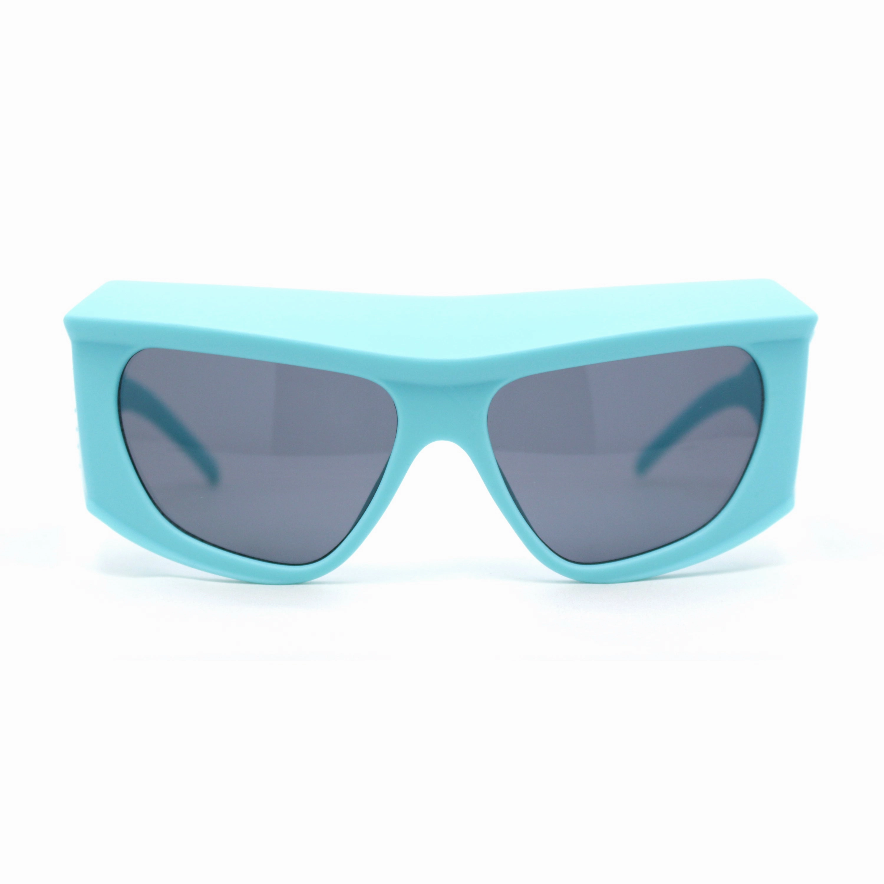 Mad Brow Line Super Thick Temple Angular Flat Top Plastic Sunglasses