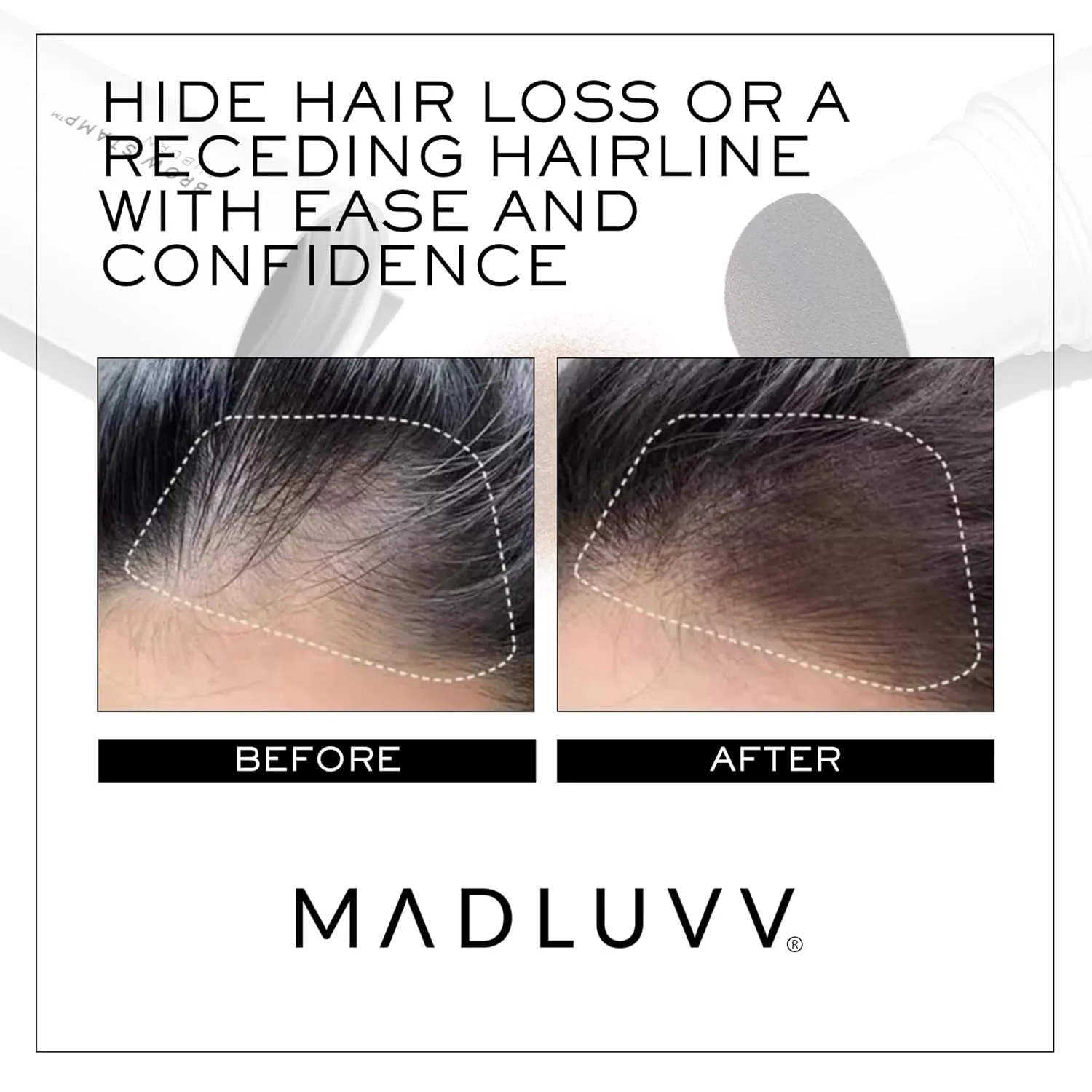 MADLUVV Brow Stamp Refill* - Color Stamp for Brows & Root Touch Up for Women & Men, Instantly Conceal Hair Loss, Grey Hair, Thinning Hair with Stain-Proof/Smudge-Proof Powder Formula (Dark Brown)