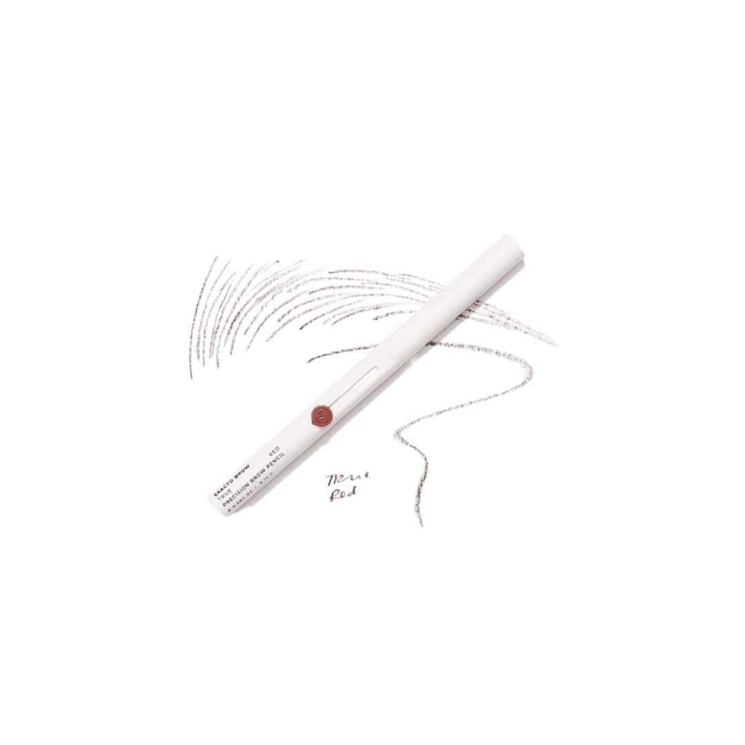 MADLUVV Exacto Brow Pencil for Flawless, Long Lasting, Realistic Brows with Dual-Ended Design Featuring Retractable Blade Tip for Precise Hair Like Detail and Blending Brush - True Red