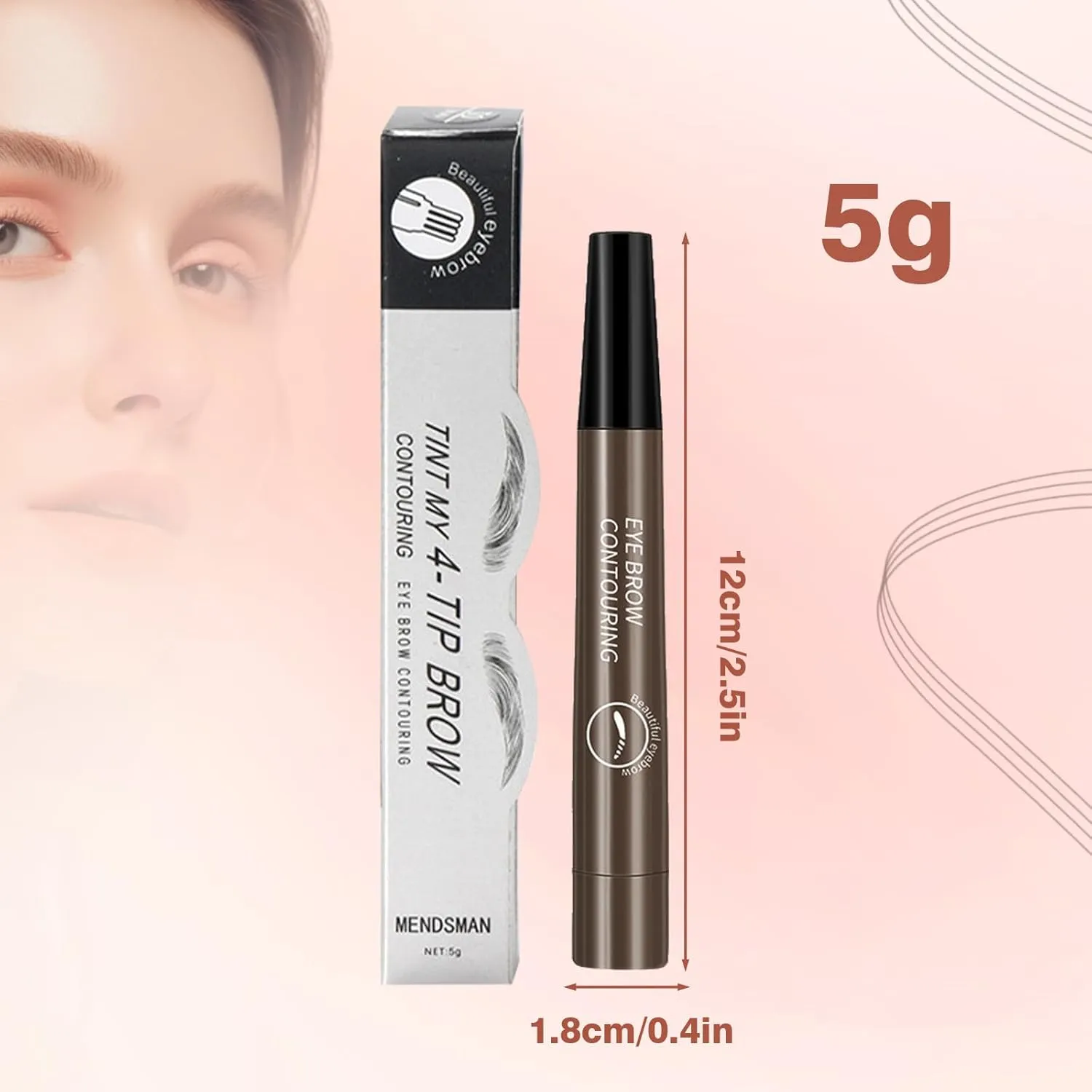 Magic Eyebrow Pencil, 4 Head Split Waterproof Long lasting Wild Eyebrow Pencil, Waterproof Microblading Eyebrow Pen, Brows Eyebrow Pen (Grey Brown)