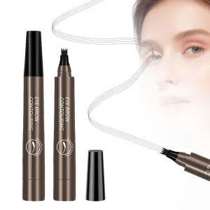 Magic Eyebrow Pencil, 4 Head Split Waterproof Long lasting Wild Eyebrow Pencil, Waterproof Microblading Eyebrow Pen, Brows Eyebrow Pen (Grey Brown)