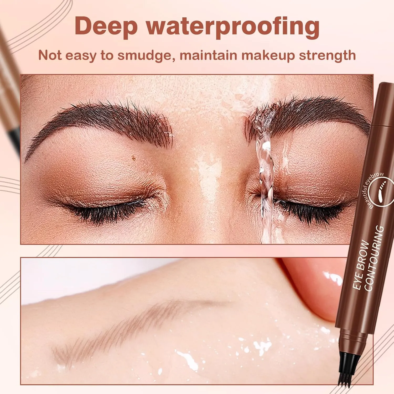 Magic Eyebrow Pencil, 4 Head Split Waterproof Long lasting Wild Eyebrow Pencil, Waterproof Microblading Eyebrow Pen, Brows Eyebrow Pen (Grey Brown)