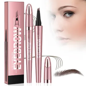 Magic Eyebrow Pencil, 4-Tip Fine Stroke, 3D Microblading, Long-Lasting (Dark Brown)