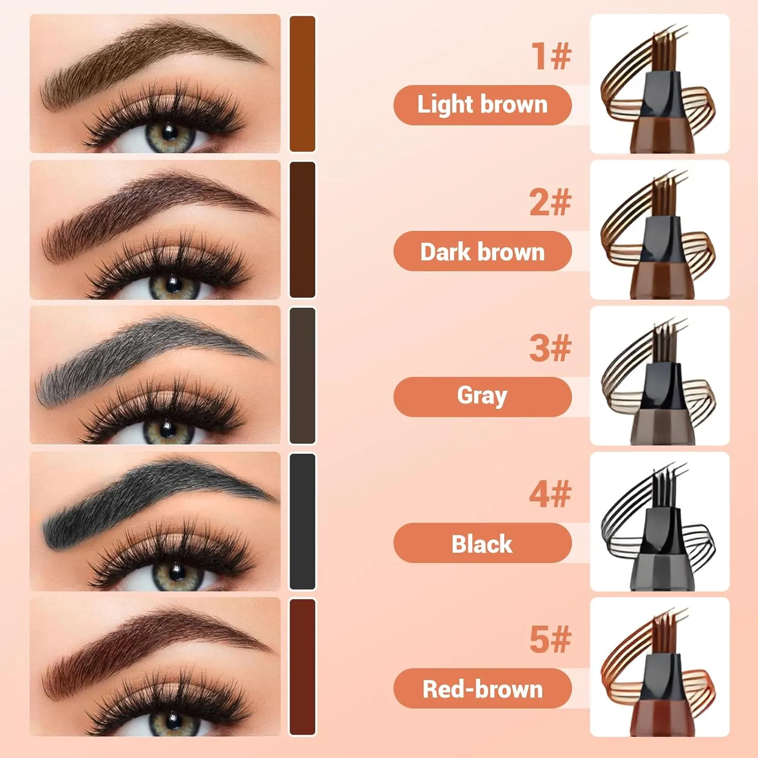 Magic Eyebrow Pencil, Upgraded Eyebrow Contouring Pen Waterproof Microblading Eyebrow Pencil Contouring Pen 4 Tipped Precise Brow Pens for Natural Eyebrow Makeup (1# light brown)