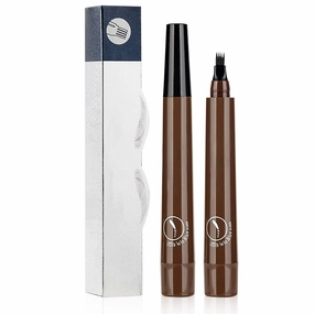Magic Eyebrow Pencil, 3D Waterproof Microblading Eyebrow Pencil Contouring Pen 4 Tipped Precise Brow Pen, Long-Lasting Fine Stroke Microblade Eyebrow Brush (Dark Brown)