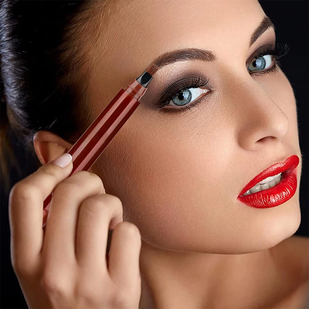 Magic Eyebrow Pencil, 3D Waterproof Microblading Eyebrow Pencil Contouring Pen 4 Tipped Precise Brow Pen, Long-Lasting Fine Stroke Microblade Eyebrow Brush (Dark Brown)