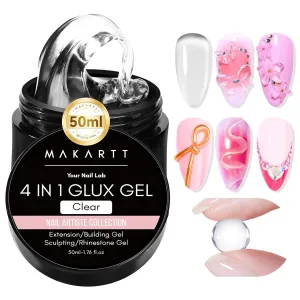 Makartt Solid Gel Builder: 4-in-1 50g Large Capacity Clear Non-sticky for Extension 3D Sculpting Nail, UV Glue for Acrylic Tips, Rhinestones & Sculpture Hard Gels for Nails UV/LED Lamp Required