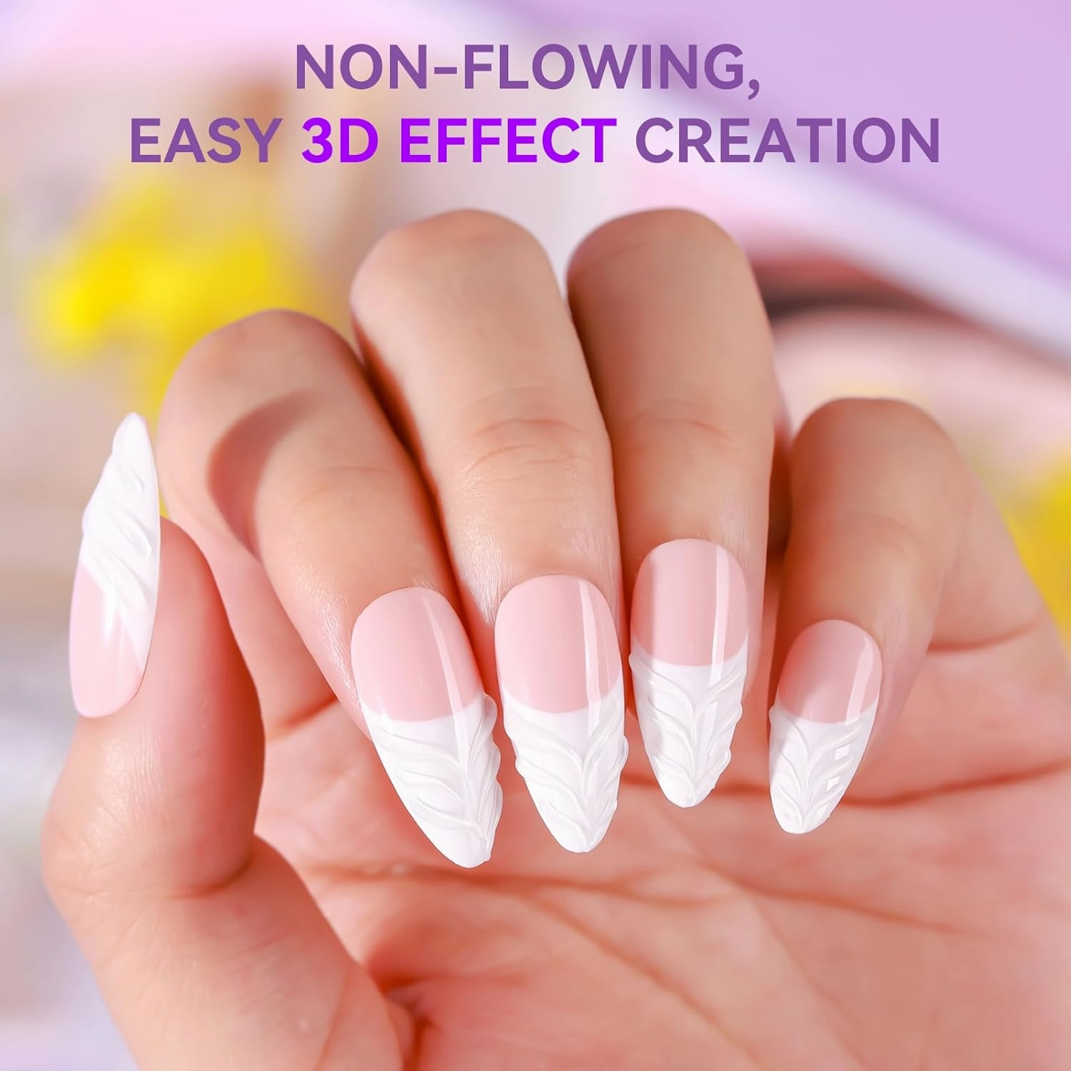 Makartt 3D Nail Gel: 2PCS Clear 3D Painting Gels for Nails Art, Mixable with Chrome Powder and Polish, No Wipe UV Gel for Sculpting and Carving, for Home & Salon DIY
