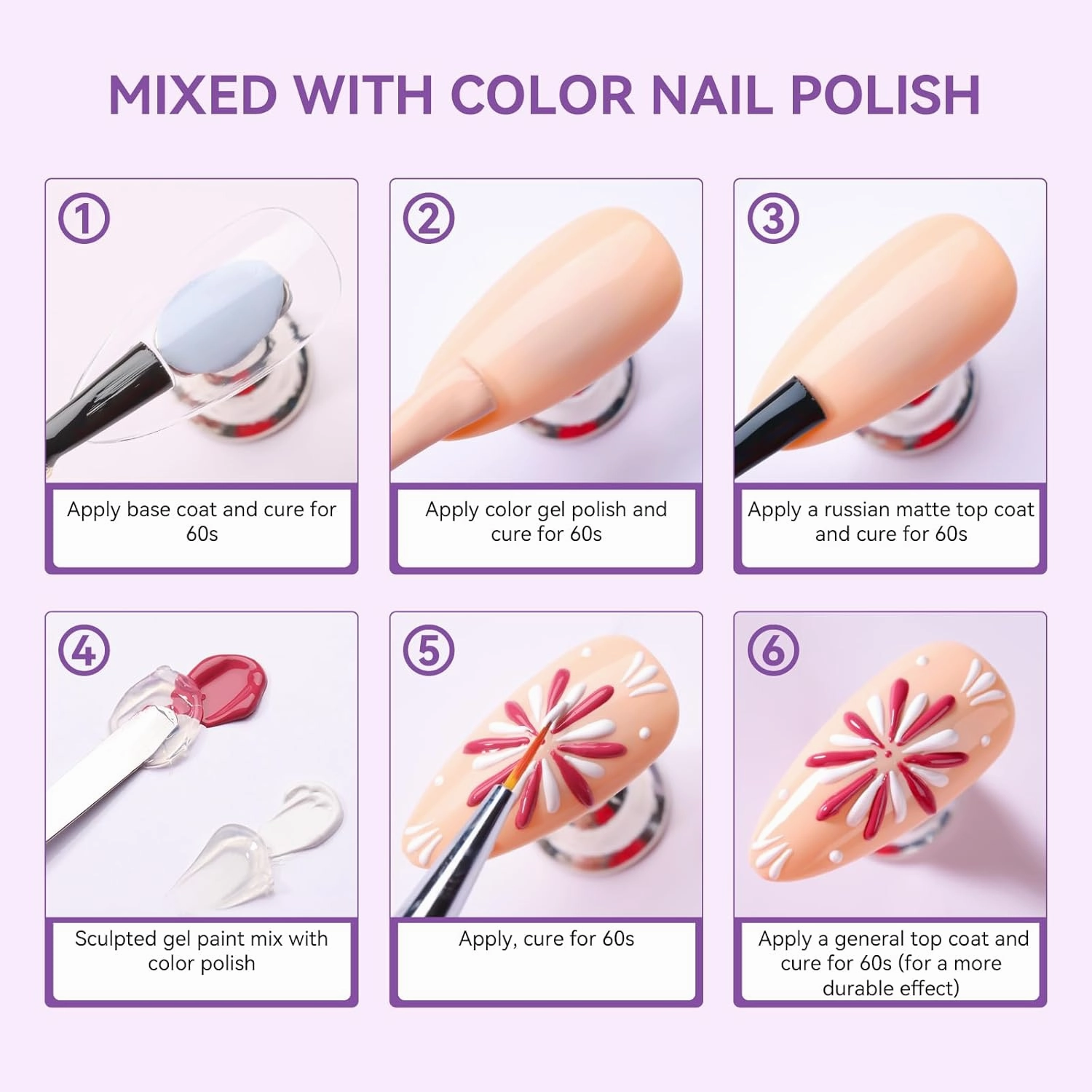 Makartt 3D Nail Gel: 2PCS Clear 3D Painting Gels for Nails Art, Mixable with Chrome Powder and Polish, No Wipe UV Gel for Sculpting and Carving, for Home & Salon DIY
