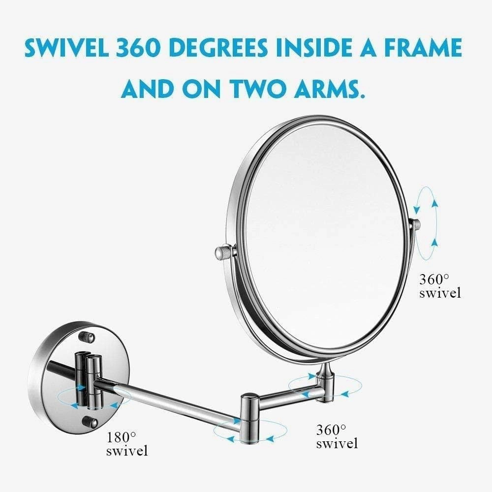 Make up Mirror with Lights 8 Inch Bathroom Vanity Mirrors, Wall Mounted Chrome Magnifying Sturdy Double Sided Adjustable Cosmetic Shaving Makeup Extendable Swivel,5X (Color : 10x)