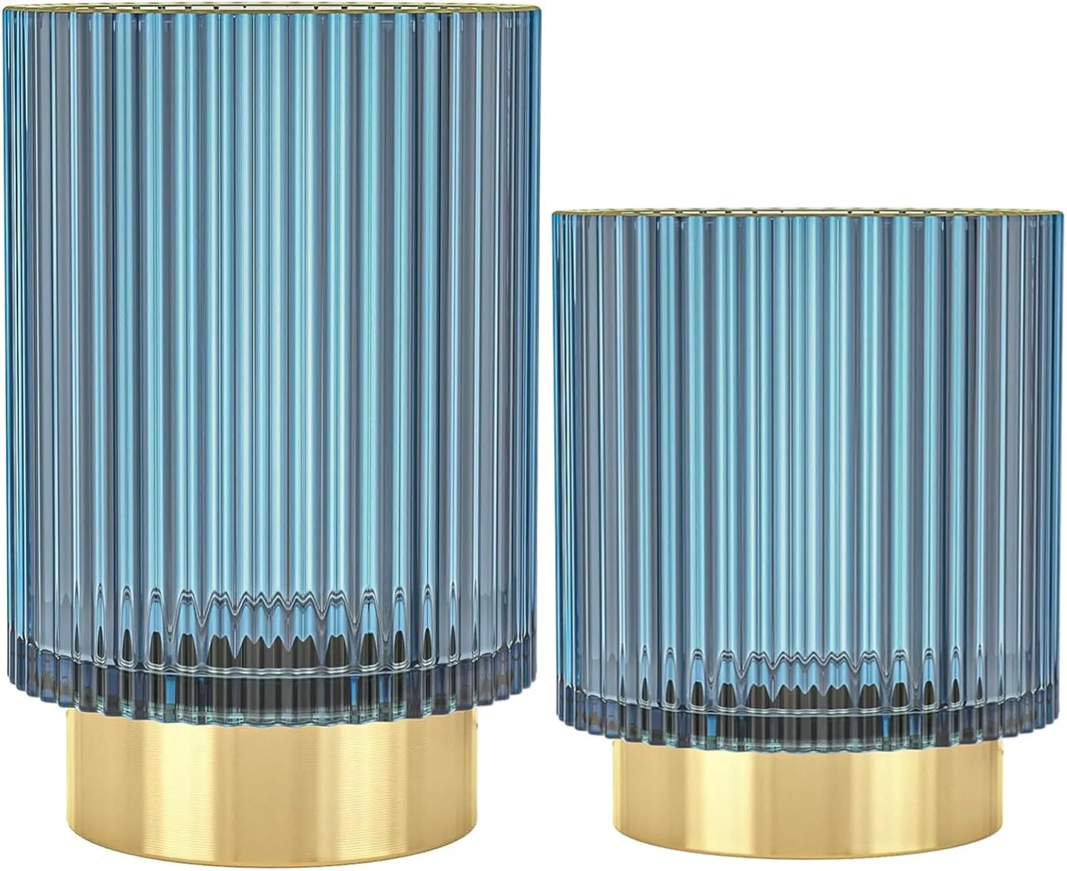 Makeup Brush Holder Organizer, Heavy Crystal Glass Brush Storage Holder, Vintage Cosmetic Make Up Bathroom Brushes Cup Pen Pencil Toothbrush Holder Striped Vase (S L (blue))