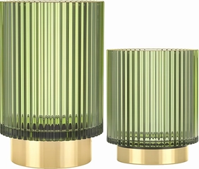 Makeup Brush Holder Organizer, Heavy Crystal Glass Brush Storage Holder, Vintage Cosmetic Make Up Bathroom Brushes Cup Pen Pencil Toothbrush Holder Striped Vase (S L (green))