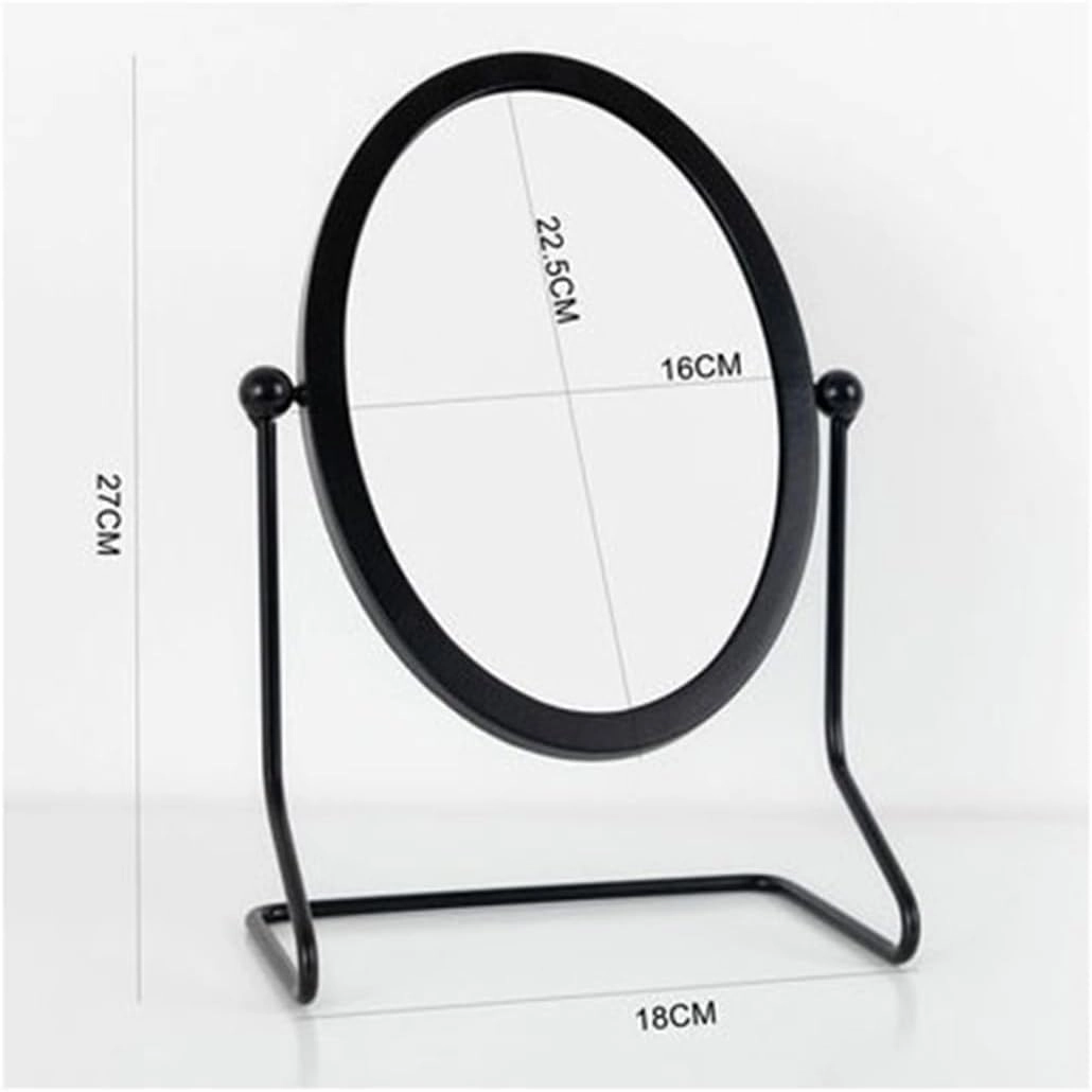 Makeup Mirror Iron Oval Dressing Mirror Adjustable Angle Makeup Mirror Simple Premium Feeling Home Desktop Mirror Tabletop Vanity Mirror(Black)