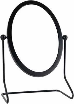 Makeup Mirror Iron Oval Dressing Mirror Adjustable Angle Makeup Mirror Simple Premium Feeling Home Desktop Mirror Tabletop Vanity Mirror(Black)