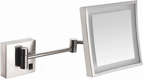 Makeup Mirror Lighted Vanity Bathroom Square Mirror with 360 Degree Swivel Rotation, Flexible Gooseneck, and Locking Suction (Color : Nickel, Size : USB)