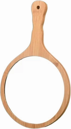 Makeup Mirror Small Mirror Handheld Makeup Mirror Bamboo Handle Mirror Round Makeup Mirror Household Small Portable Makeup Mirror Vanity Mirror(Small)
