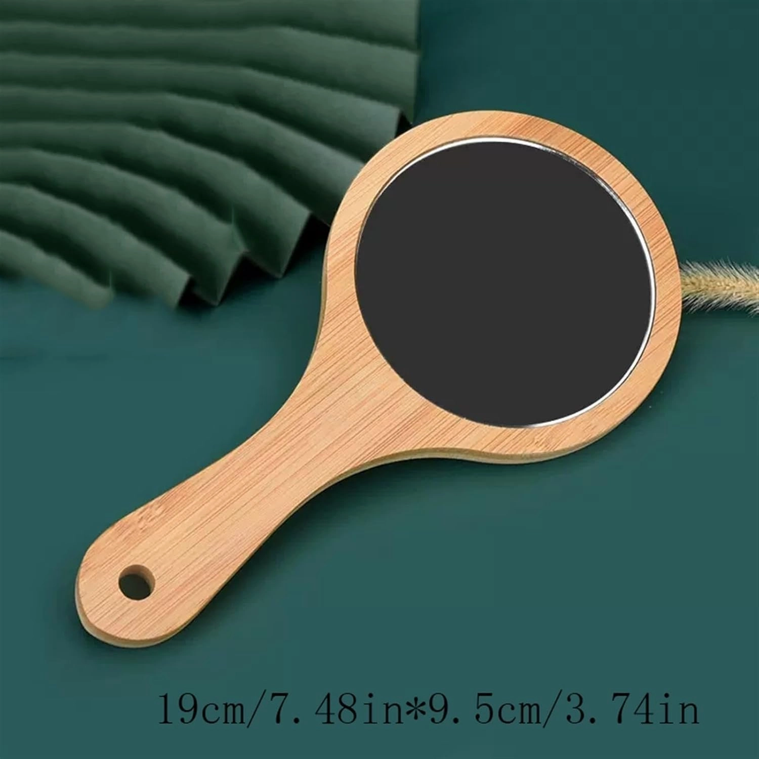 Makeup Mirror Small Mirror Handheld Makeup Mirror Bamboo Handle Mirror Round Makeup Mirror Household Small Portable Makeup Mirror Vanity Mirror(Small)