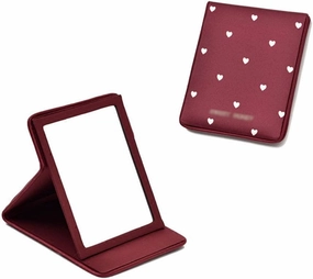 Makeup Mirror Square Makeup Mirror Portable Foldable Makeup Mirror Vertical Small Suitable Mirror Ladies Gift (Red) Printed Embroidery Makeup Mirror