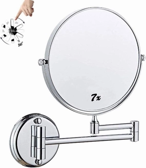 Makeup Mirror Wall Mounted 7X, 8 Inch Double Sided Vanity Magnifying Mirror, 360 Rotation Free Standing Portable, for Makeup Shaving Facial Care