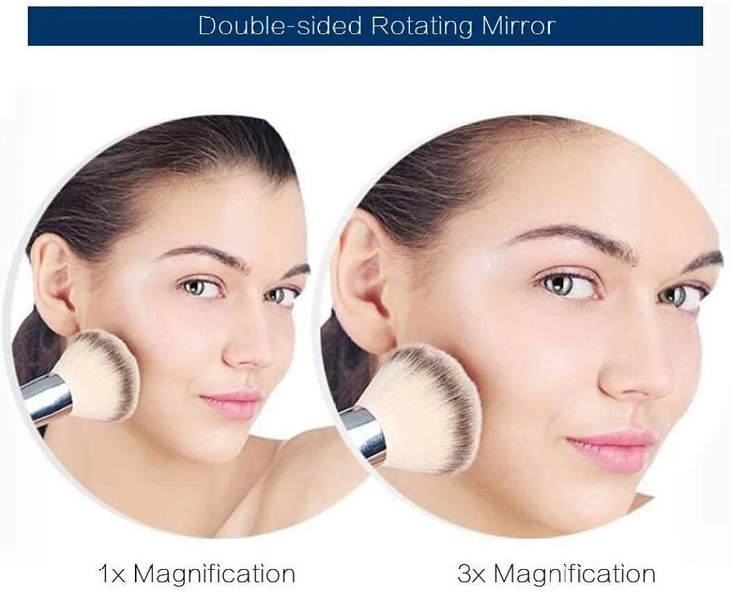 Makeup Mirror Wall Mounted, Round Make Up Mirror with 3X Magnifying Mirror 360 Rotation USB Rechargeable,for Makeup(Antique Copper)