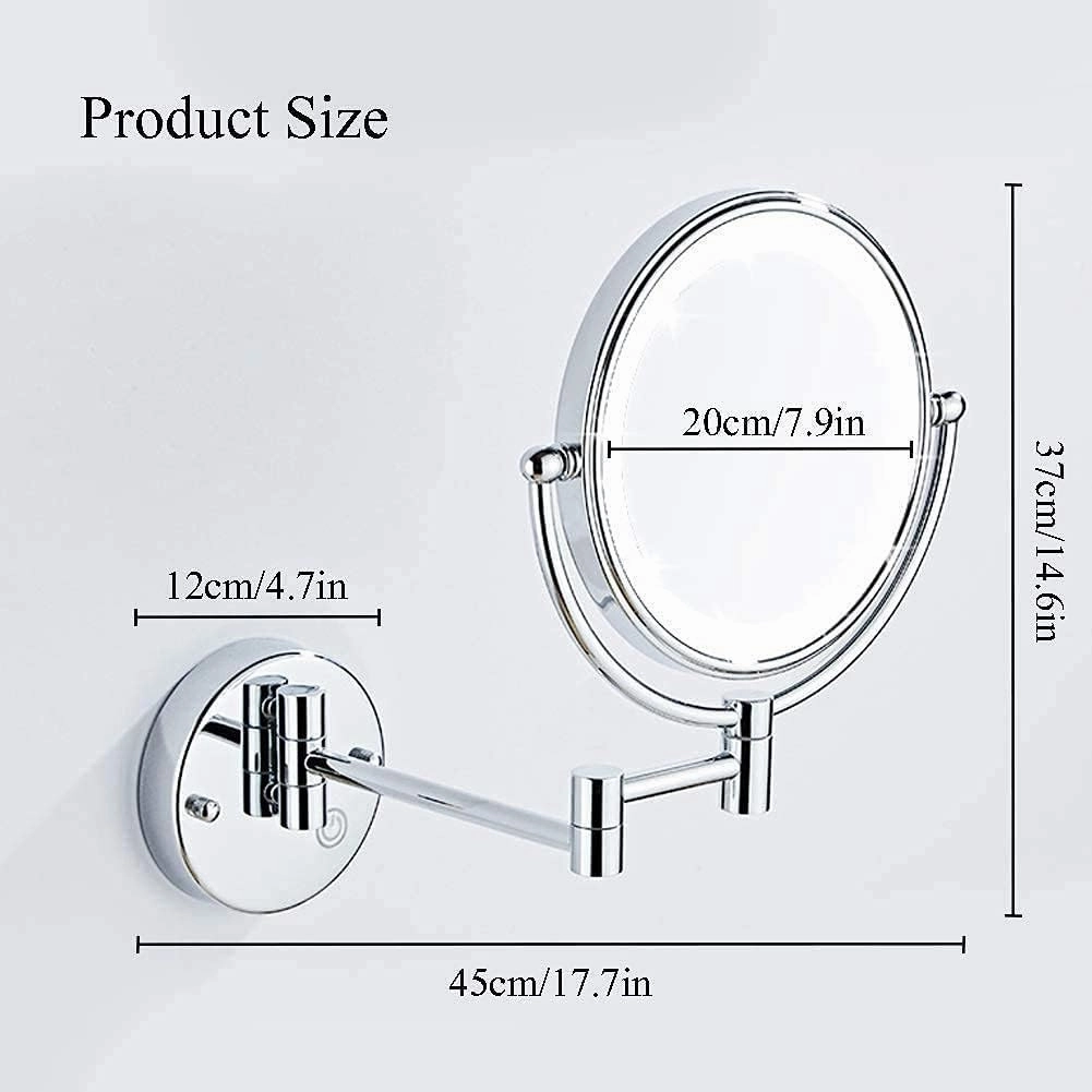 Makeup Mirror Wall Mounted, Round Make Up Mirror with 3X Magnifying Mirror 360 Rotation USB Rechargeable,for Makeup(Antique Copper)