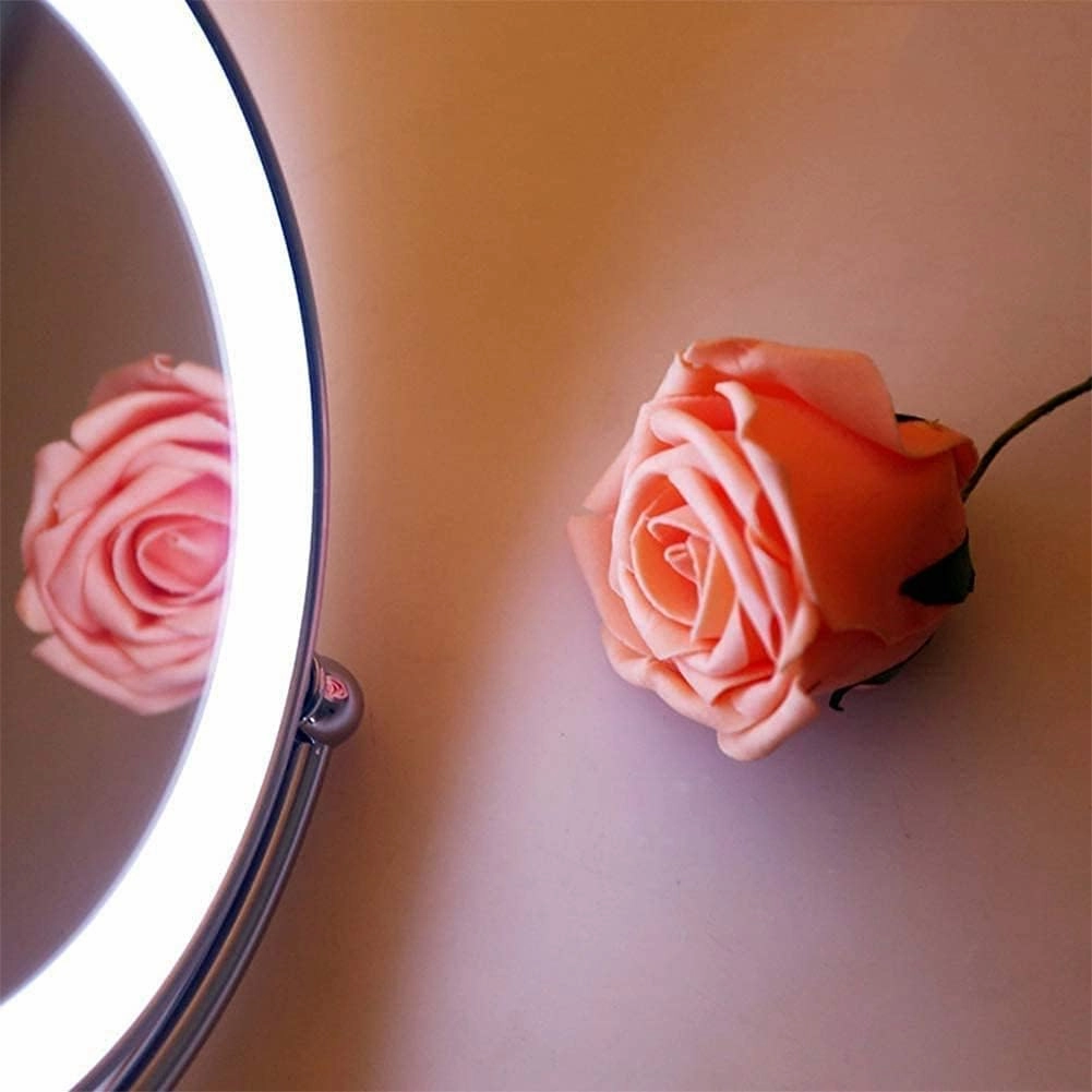 Makeup Mirror Wall Mounted, Round Make Up Mirror with 3X Magnifying Mirror 360 Rotation USB Rechargeable,for Makeup(Antique Copper)