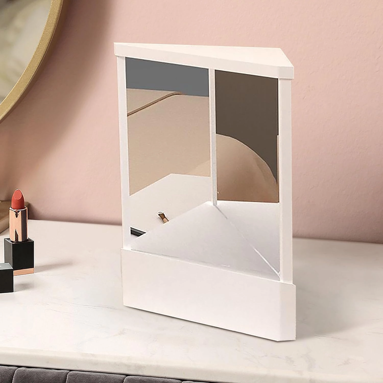 Makeup Mirrors,Non-Reversing Mirror, True Image Reflection, Slim Design, Precision True Images Real Reflection, Precision Glass Viewing Angle (White)