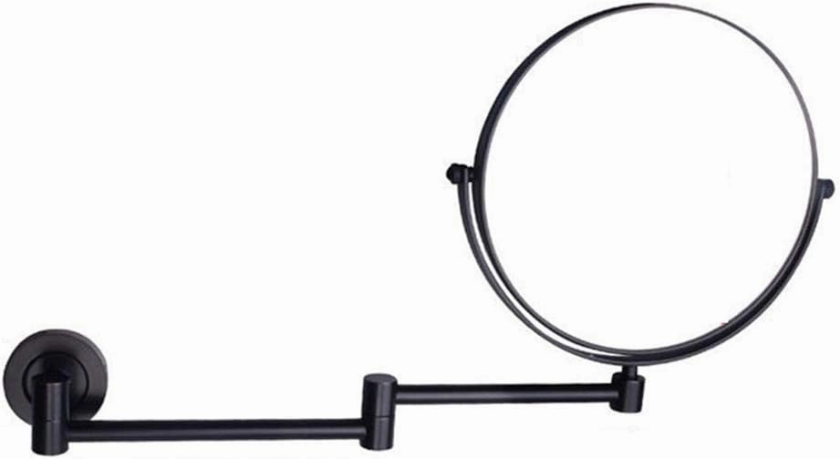 Makeup Mirrors Wall Mounted,8 Inch Vanity Mirrors for Bathroom,Round Brass Extendable Mirrors with Magnifying(Nero,7X)