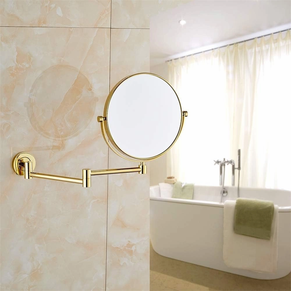 Makeup Mirrors Wall Mounted Brass Magnifying Double Sided Adjustable Vanity Shaving Extendable 360° (Size : 7X)