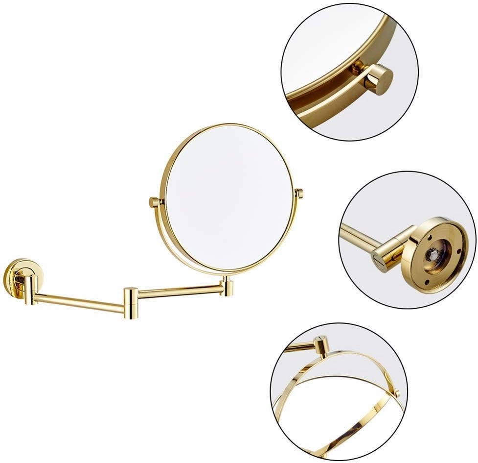 Makeup Mirrors Wall Mounted Brass Magnifying Double Sided Adjustable Vanity Shaving Extendable 360° (Size : 7X)