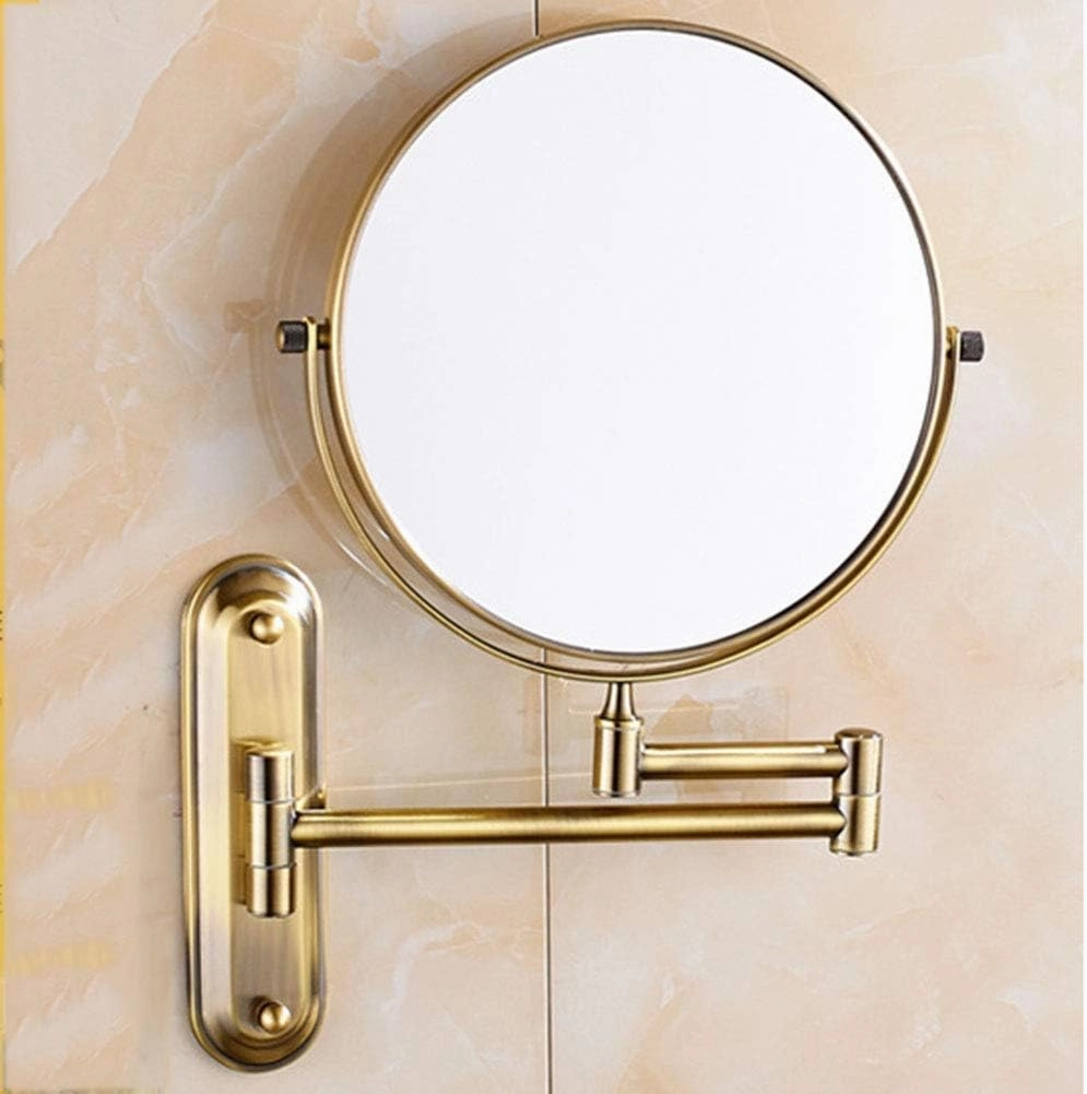Makeup with Magnification, 360 Degree Swivel, Two-Sided Extendable, Makeup with 12" Extension for Bathroom(Antique Color,3X)