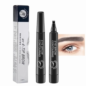 Matezis Eyebrow Pencil, Matezis Eye Pencil, Microblade Eyebrow Pen Waterproof, Microblading EyebrowPen 4 Tipped Precise Brow Pen (Black)