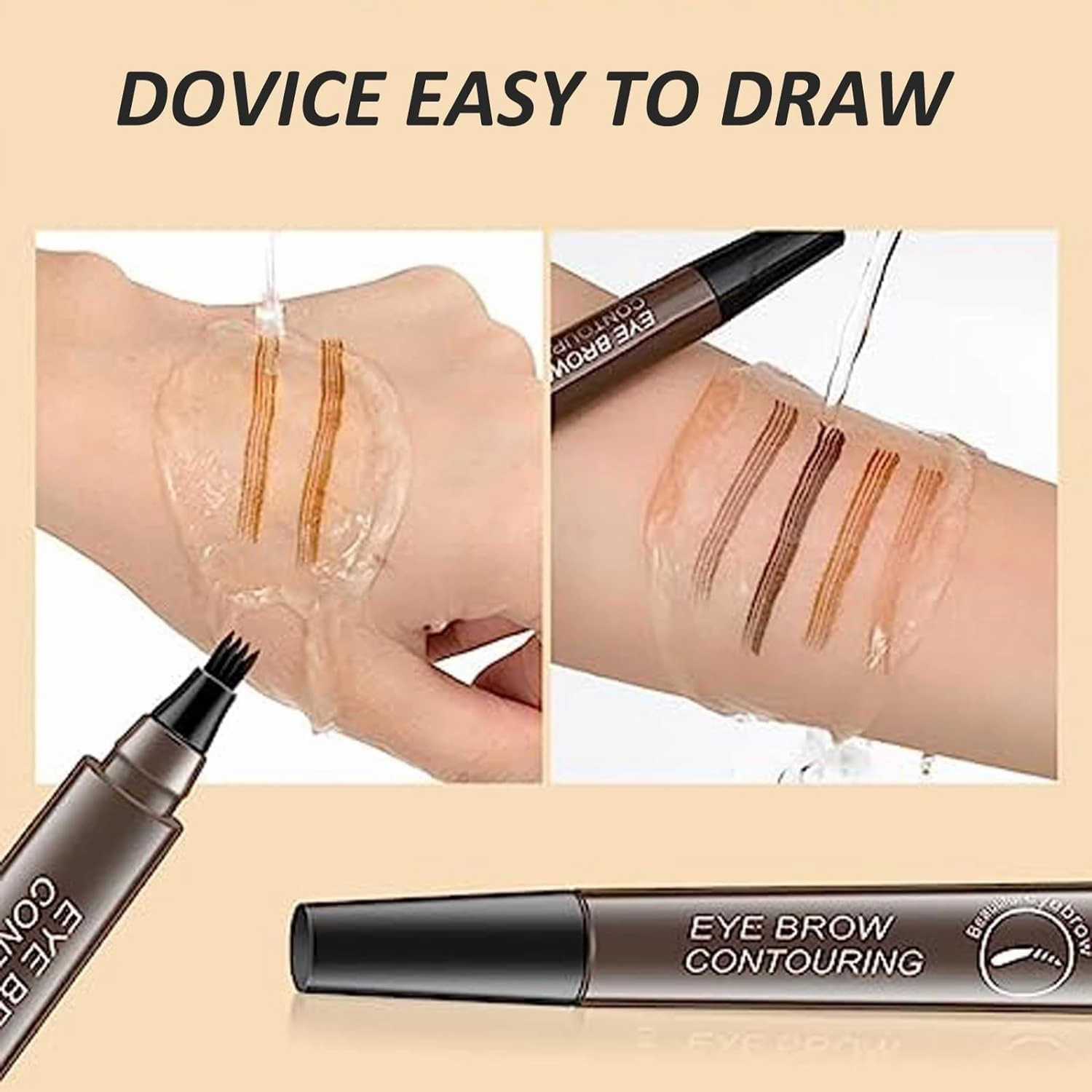 Matezis Eyebrow Pencil, Matezis Eye Pencil, Microblade Eyebrow Pen Waterproof, Microblading EyebrowPen 4 Tipped Precise Brow Pen (Black)