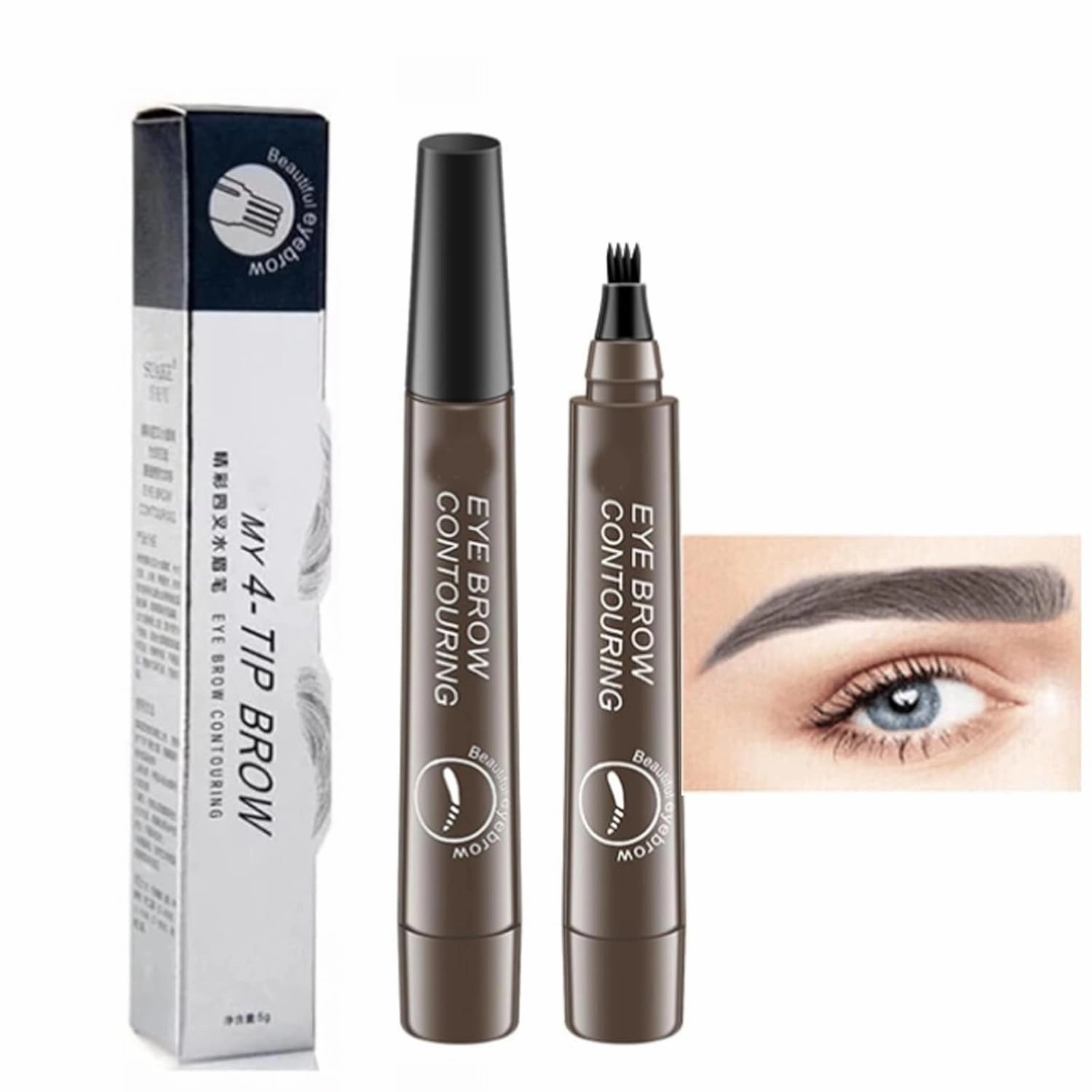 Matezis Eyebrow Pencil, Matezis Eye Pencil, Microblade Eyebrow Pen Waterproof, Microblading EyebrowPen 4 Tipped Precise Brow Pen (Gray)