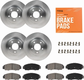 Max Advanced Brakes Front & Rear Brake Kit Compatible With 2007 2008 2009 2010 2011 2012 2013 Suzuki SX4 SX4 Crossover Replacement Premium OE Disc Brake Rotors and Ceramic Brake Pads