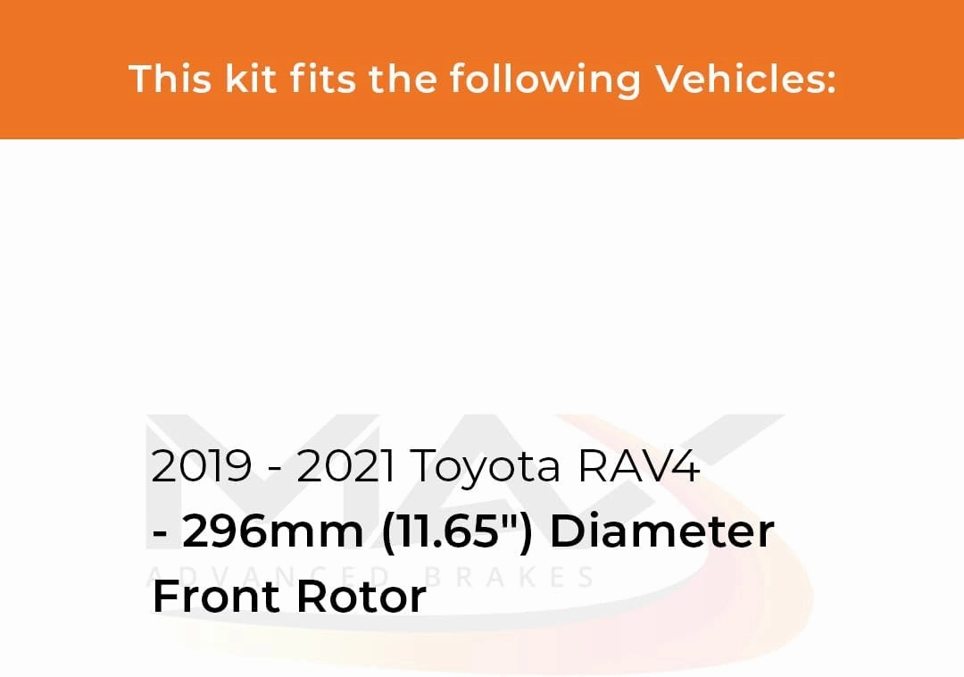 Max Advanced Brakes Front & Rear Brake Kit Compatible With 2019 2020 2021 Toyota RAV4 Brakes w/11.65" Front Rotor Replacement Premium OE Disc Brake Rotors and Ceramic Brake Pads