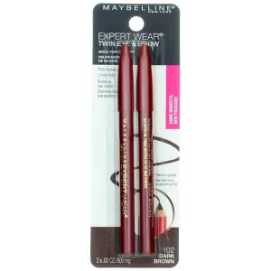 Maybelline Expert Eyes Twin Brow & Eye Pencil, Dark Brown [102], 0.06 oz (Pack of 6)