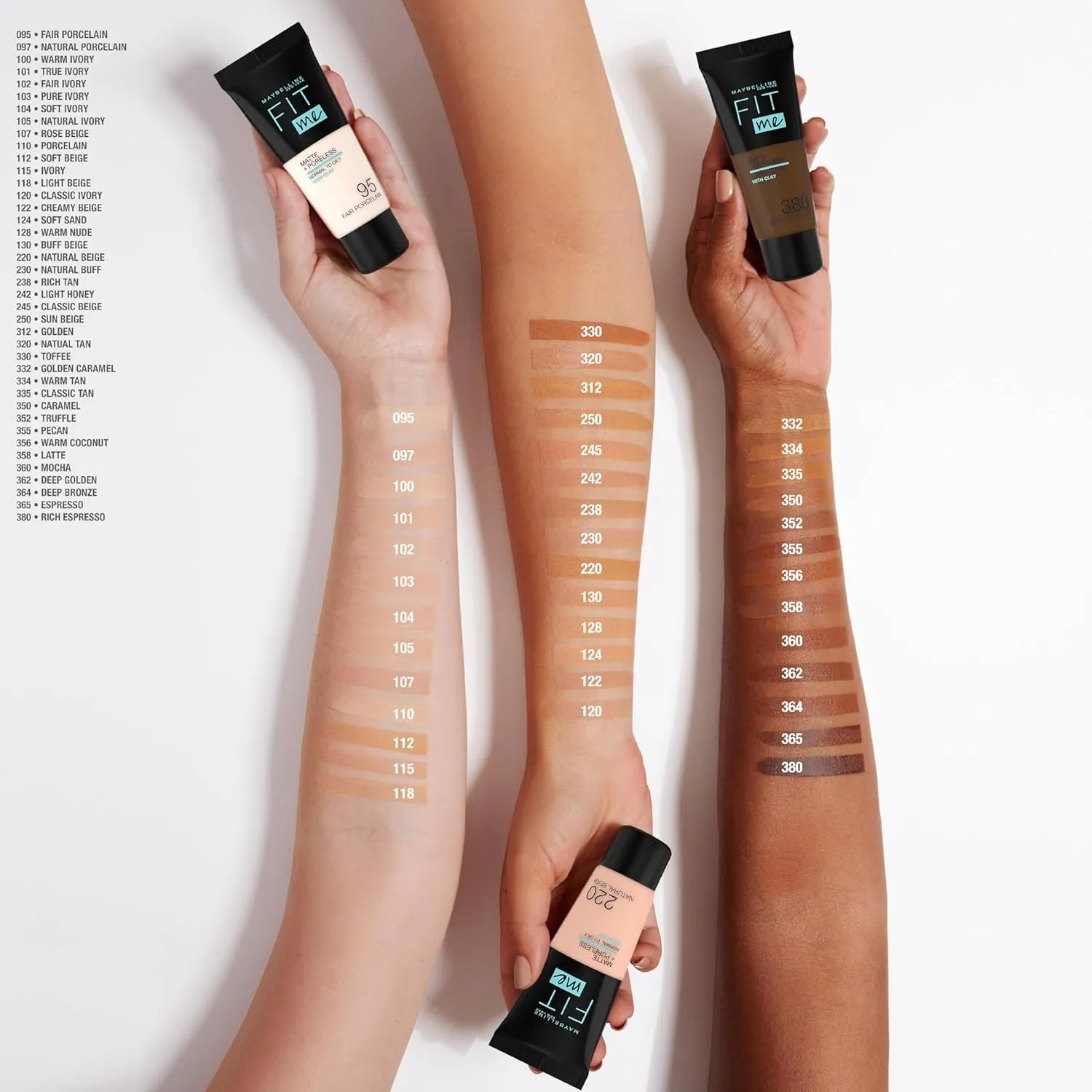 Maybelline Fit Me Foundation, Medium Coverage, Blendable With a Matte and Poreless Finish, For Normal to Oily Skin, Shade: 124 Soft Sand, 30ml