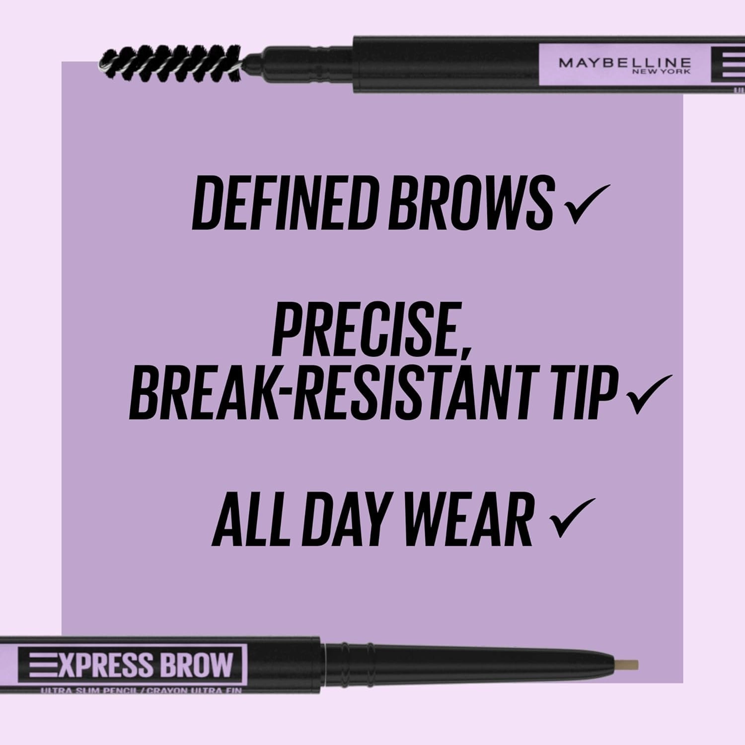 Maybelline Express Brow Ultra Slim Soft Brown Eyebrow Pencil and Super Lock Clear Brow Gel Bundle, Includes 1 Pencil and 1 Gel for Sculpted Brows