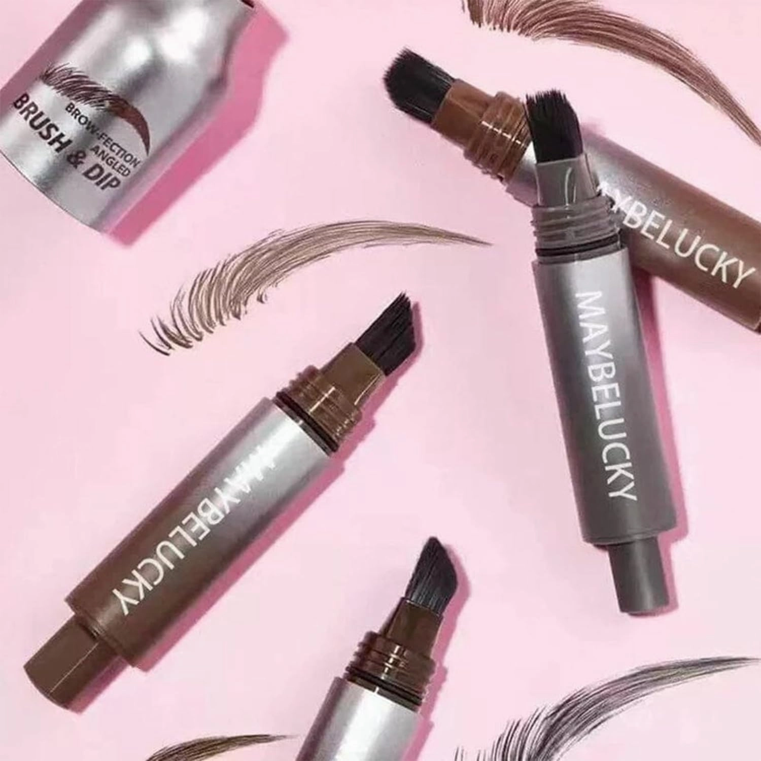 Maybelucky Eyebrow Brush, Brow-Fection Angled Brush,eyebrow tint dip-espresso/chocolate/auburn/taupe,Anti-Smudge Eyebrow Makeup Brush,Portable Matte Eyebrow Brush Kit (B D)