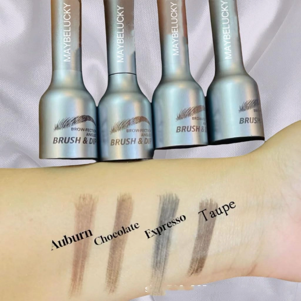 Maybelucky Eyebrow Brush, Brow-Fection Angled Brush,eyebrow tint dip-espresso/chocolate/auburn/taupe,Anti-Smudge Eyebrow Makeup Brush,Portable Matte Eyebrow Brush Kit (B D)