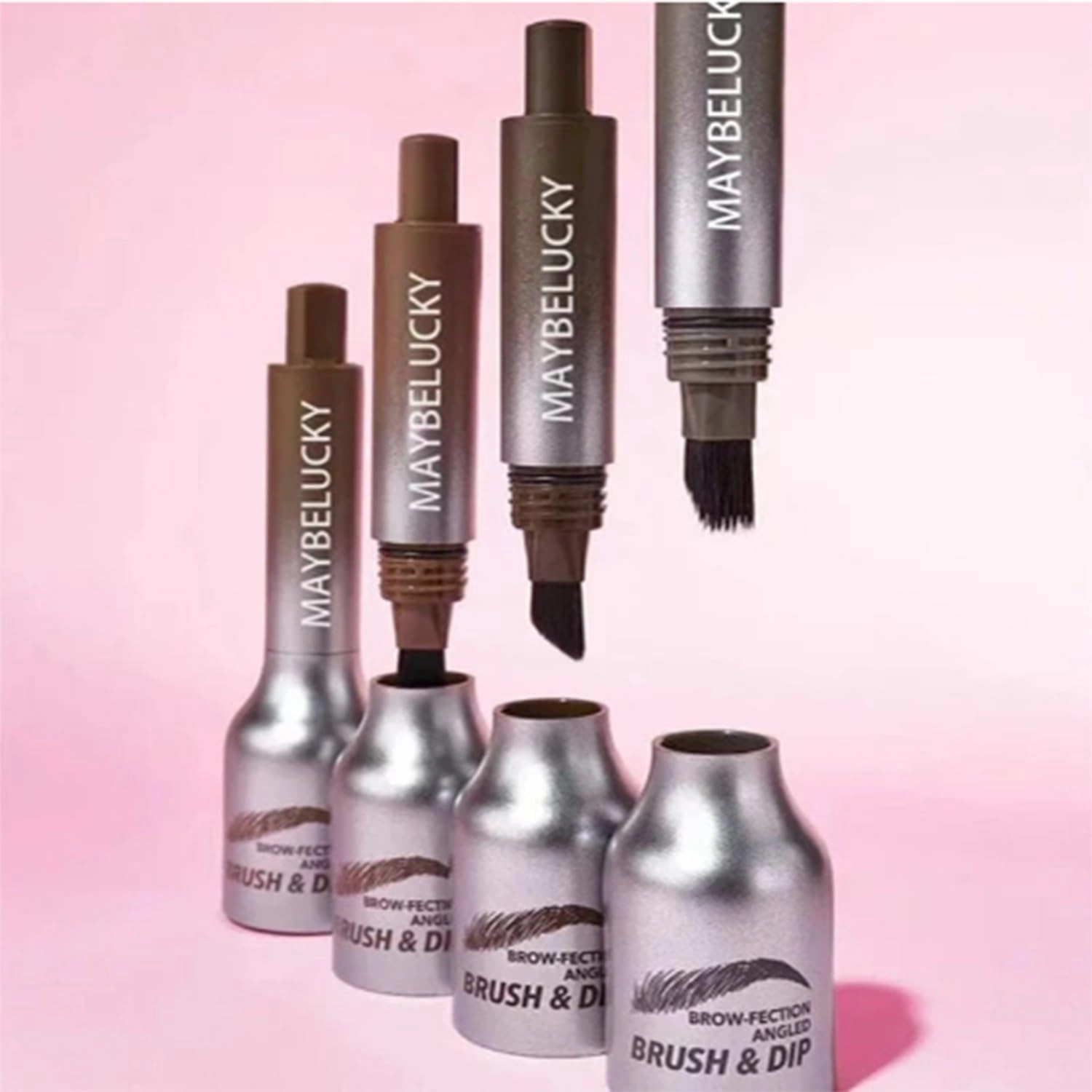 Maybelucky Eyebrow Brush, Brow-Fection Angled Brush,eyebrow tint dip-espresso/chocolate/auburn/taupe,Anti-Smudge Eyebrow Makeup Brush,Portable Matte Eyebrow Brush Kit (B D)