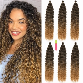 MAYSA Ocean Wave Crochet Hair 22inch Brow Curly Crochet Hair Extensions 6Packs Soft Synthetic Wavy Crochet Hair Extensions for Women #1BT27