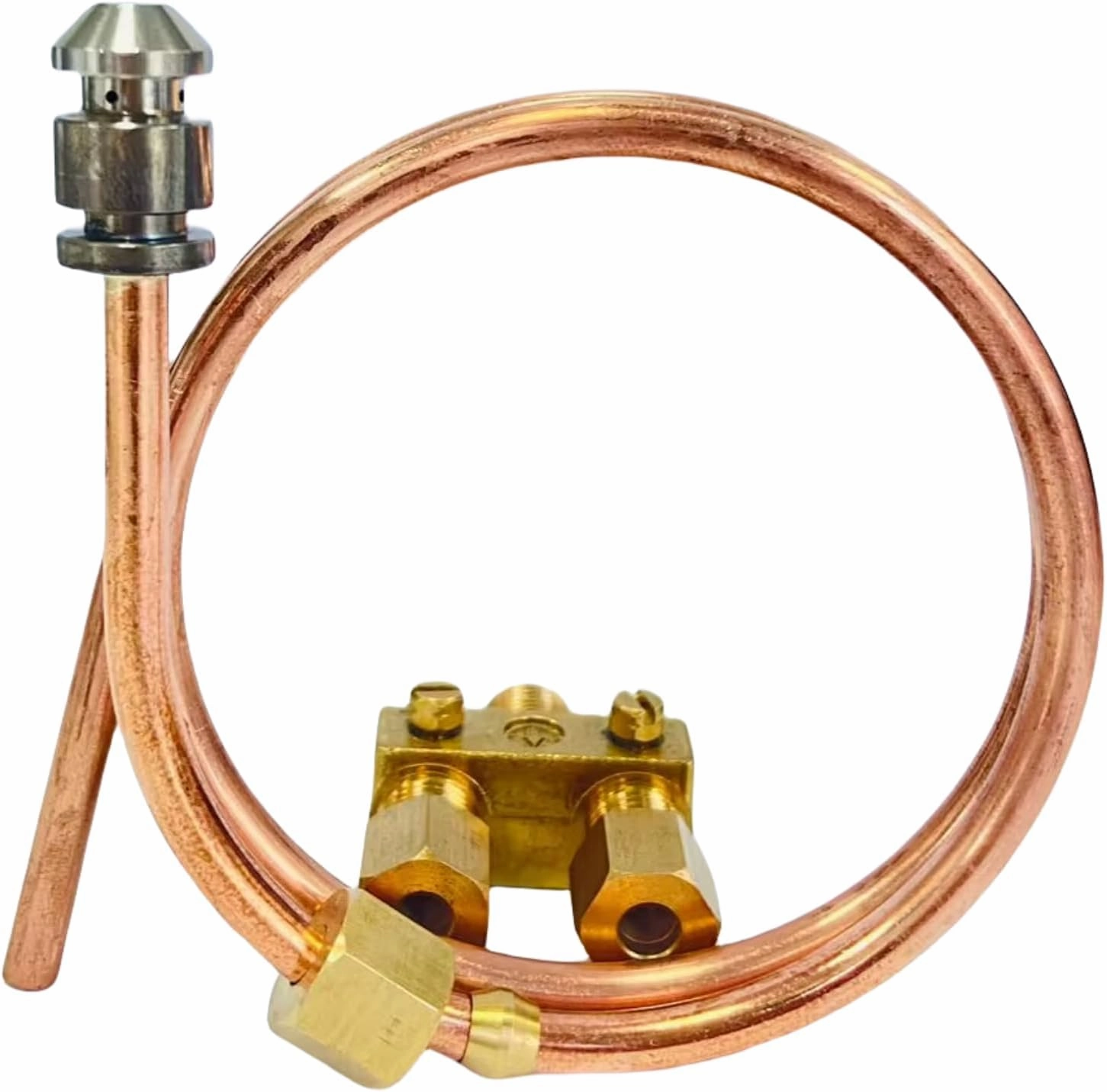MCAMPAS Pilot Tube 3/16" OD X 20" Copper Pipe Bendable Range Oven Burner With 2065641 Valve