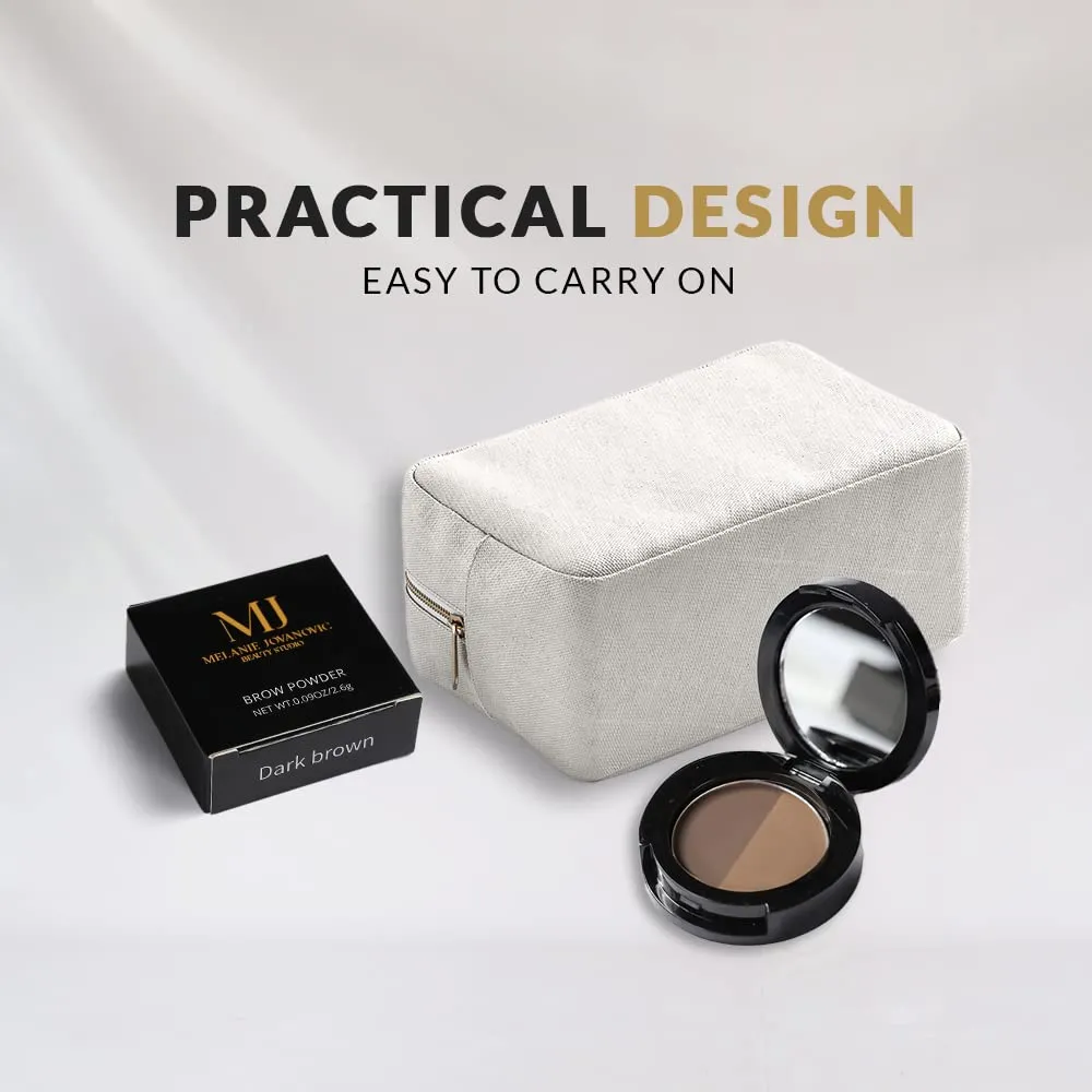 Mela Beauty Studio Brow Powder Duo | Two-shade Brow Powder Compact | Enhance Color and Fill in your Eyebrows | Get Naturally Beautiful Eyebrows | Smudge-proof humidity resistant Formula (Dark Brown)